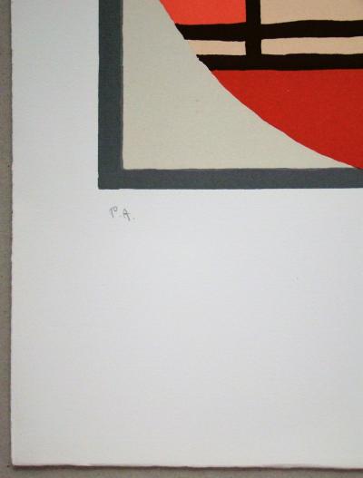 Mario RADICE - Compositione astratta rosa, 1975 - Lithographie originale signée 2