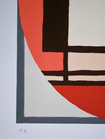 Mario RADICE - Compositione astratta rosa, 1975 - Lithographie originale signée 2