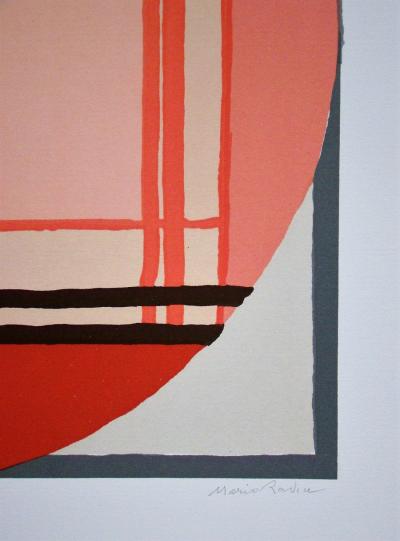 Mario RADICE - Compositione astratta rosa, 1975 - Lithographie originale signée 2