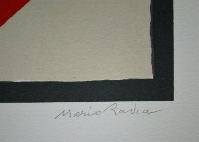 Mario RADICE - Compositione astratta rosa, 1975 - Lithographie originale signée 2
