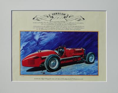 Edouard KUHN : SUNBEAM 1909, 1972- Lithographie signée et numérotée 2