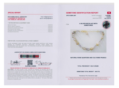 Collier en argent perles de culture baroques et quartz rose 2