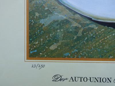 Edouard KUHN : Auto-Union 1937, Lithographie signée et numérotée, 1972 2