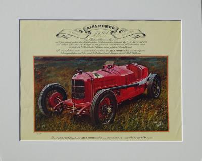 Edouard KUHN : Alfa Romeo P4, 1972 - Lithographie signée et numérotée 2