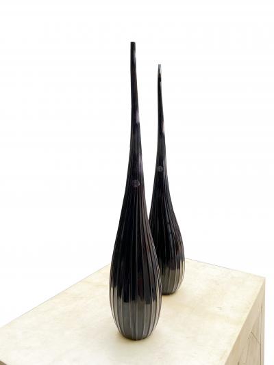 Renzo STELLON édition Salvatia murano - Paire de vases Aria Noir,  2009 2