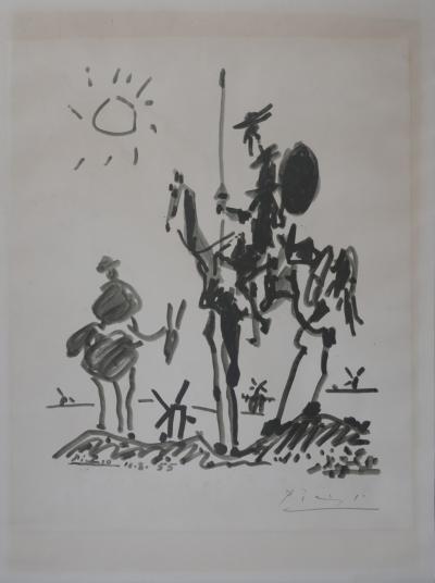 Pablo PICASSO - Don Quichotte et Sancho Panza, 1955 - Lithographie offset signée à la main 2