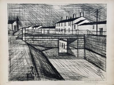 Bernard BUFFET - Le canal, 1955 - Pointe-sèche originale signée au crayon