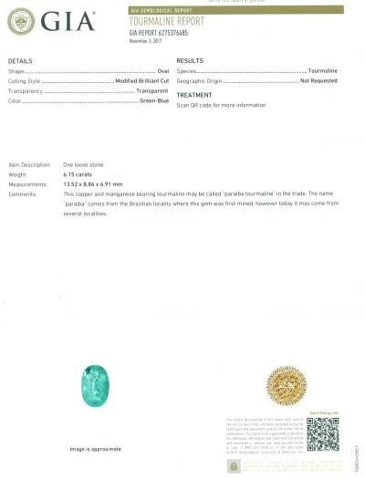 Paraiba Tourmaline GIA Certified & Diamond Ring 2