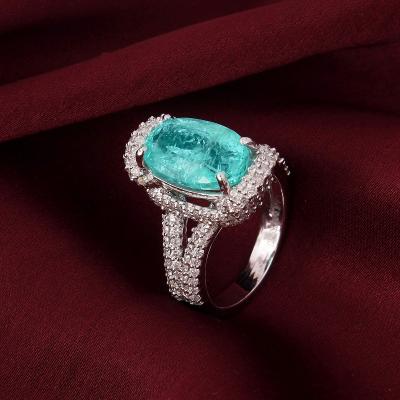Paraiba Tourmaline GIA Certified & Diamond Ring 2