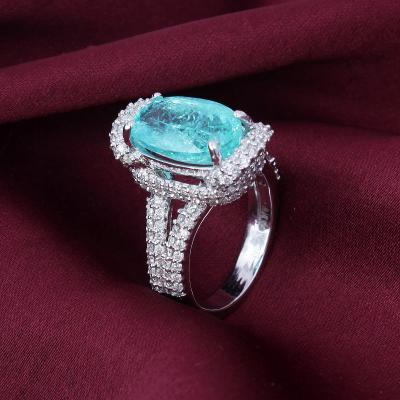 Paraiba Tourmaline GIA Certified & Diamond Ring 2