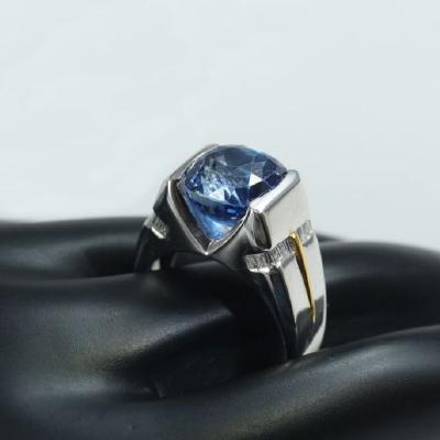 White and Yellow Gold Blue Sapphire & Diamond Ring 2