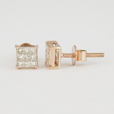 Rose Gold Diamond Earring Studs 2