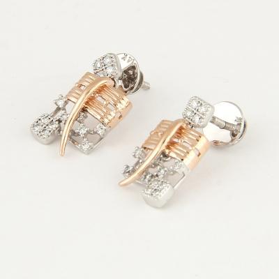 Collier à pendant avec boucles d’oreilles assorties en or rose et blanc avec diamants 2