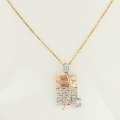 Collier à pendant avec boucles d’oreilles assorties en or rose et blanc avec diamants 2