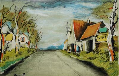 Maurice de VLAMINCK  : La route, 1958, Lithographie originale signée 2