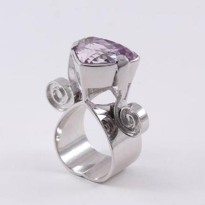 White Gold Kunzite Cocktail Ring 2