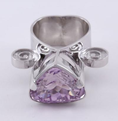 White Gold Kunzite Cocktail Ring 2