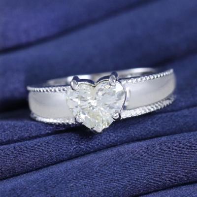 White Gold Heart Shape Solitaire Diamond Ring 2