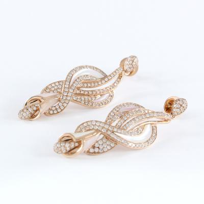 Ensemble Collier/Pendentif et Boucles d’Oreilles, Or Rose, Diamants et Nacre 2