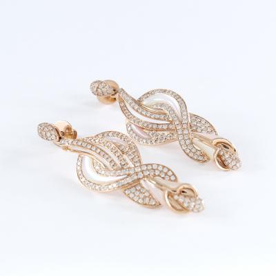 Ensemble Collier/Pendentif et Boucles d’Oreilles, Or Rose, Diamants et Nacre 2