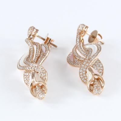 Ensemble Collier/Pendentif et Boucles d’Oreilles, Or Rose, Diamants et Nacre 2