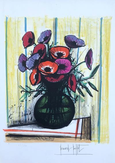 Bernard BUFFET - Les anémones, 1972 - Lithographie originale signée numérotée 2