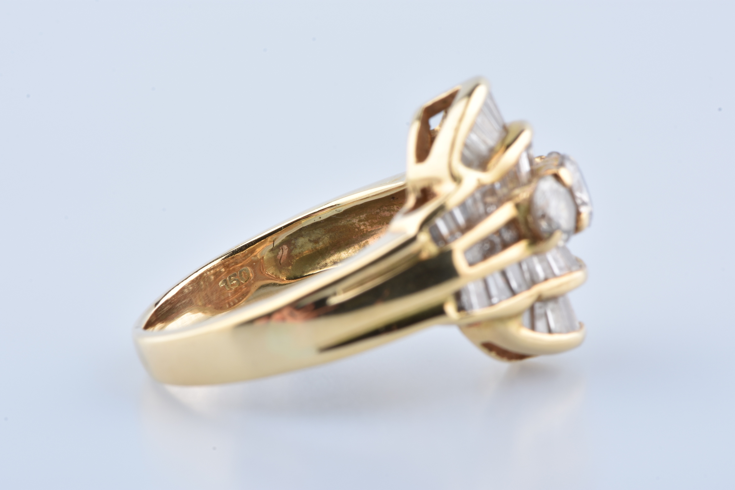 Bague Or 18 Carats Avec Diamants Roses Et Blancs - Taille 54.5, Occasion En Très Bon état