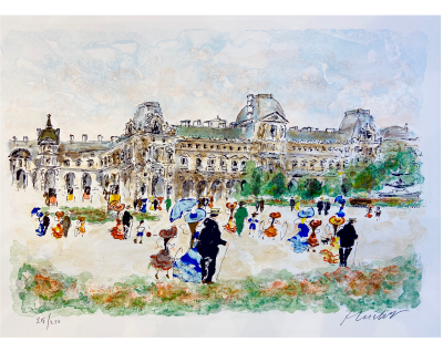 Urbain HUCHET - Le Louvre, 1963 - Lithographie originale signée au crayon 2