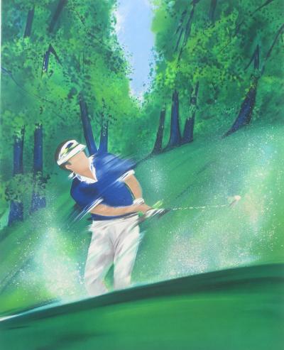 Victor SPAHN - Golfeur - Lithographie signée au crayon 2