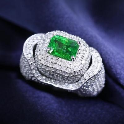 White Gold Designer Tsavorite Garnet & Diamond Ring 2