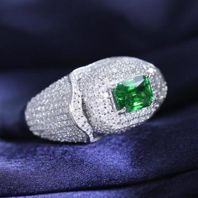 White Gold Designer Tsavorite Garnet & Diamond Ring 2