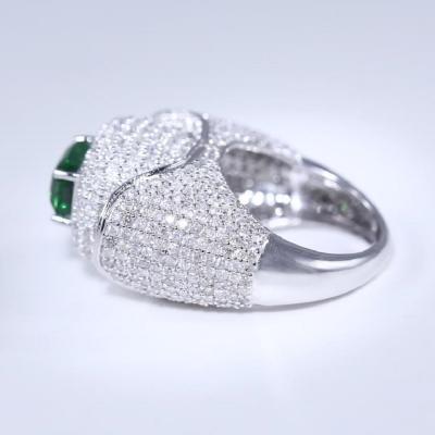 White Gold Designer Tsavorite Garnet & Diamond Ring 2