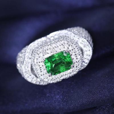 White Gold Designer Tsavorite Garnet & Diamond Ring 2