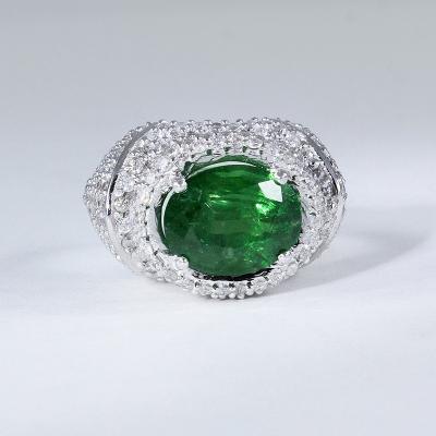 White Gold Tsavorite Garnet & Diamond Ring 2