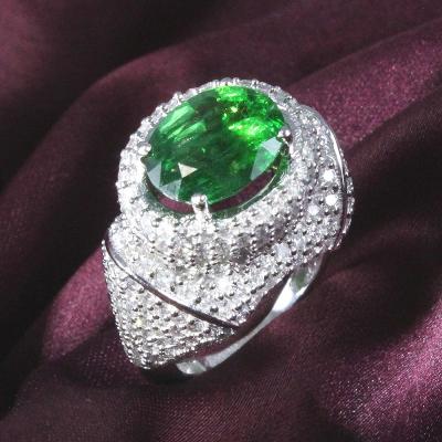 White Gold Tsavorite Garnet & Diamond Ring 2