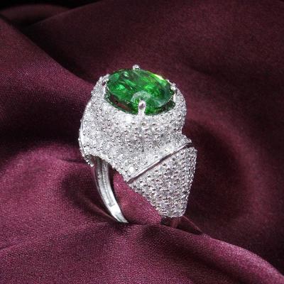 White Gold Tsavorite Garnet & Diamond Ring 2