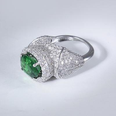 White Gold Tsavorite Garnet & Diamond Ring 2