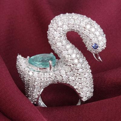Bague en or blanc avec tourmaline paraiba et diamants 2