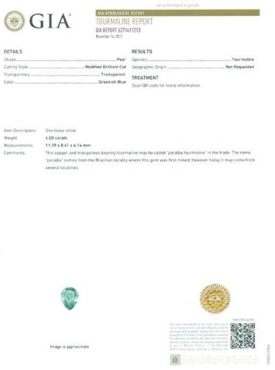 Bague en or blanc avec tourmaline paraiba et diamants 2