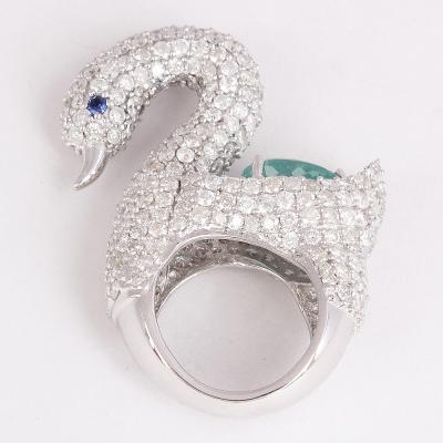 Bague en or blanc avec tourmaline paraiba et diamants 2