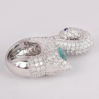 Bague en or blanc avec tourmaline paraiba et diamants 2