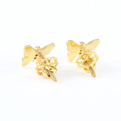Yellow Gold Diamond Earring Studs with enamel 2