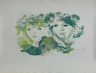 Régis DHO : The two sisters - Original pencil signed and numbered lithograph 2