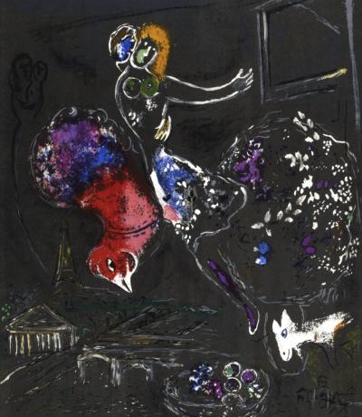 Marc CHAGALL - La nuit à Paris, 1954 - Lithographie Originale 2