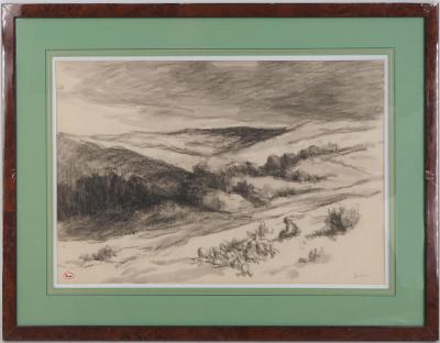 Maximilien LUCE - Giverny, Berger dans le vallon - Dessin original signé 2