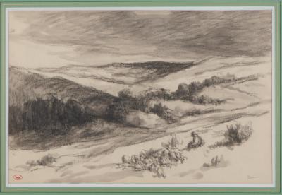 Maximilien LUCE - Giverny, Berger dans le vallon - Dessin original signé 2