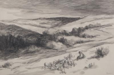 Maximilien LUCE - Giverny, Berger dans le vallon - Dessin original signé 2