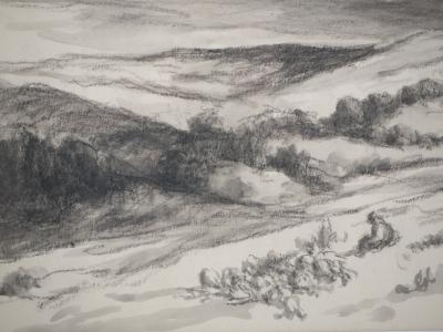 Maximilien LUCE - Giverny, Berger dans le vallon - Dessin original signé 2