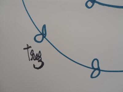 Alain TREZ : Tourbillon de fleur - Dessin original Signé 2