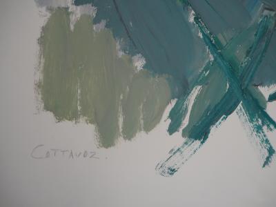 André COTTAVOZ : Nu lisant - Grande Huile sur papier signée 2
